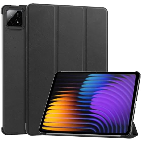 GOZOPO Hülle für Xiaomi Pad 7 / Pad 7 Pro 2024, Xiaomi Pad 8 / Pad 8 Pro 11,2 Zoll Ultraleicht Smart Hülle Cover mit Auto Schlaf/Wach & Ständerfunktion (Schwarz)