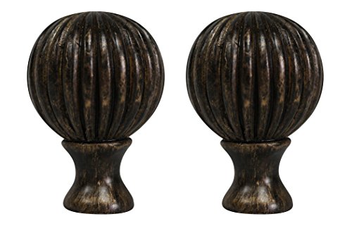Image of Urbanest Set of 2 Fluted Ball Lamp Finials, 2 1 /8-inch Tall, Antique Bronze