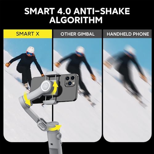 Image of AOCHUAN Smart X Smartphone Gimbal Stabilizer, Handheld 3-Axis Phone Gimbal with LED Fill Light, Portable and Foldable Stabilizer, Vlogging TikTok YouTube Face Tracking for iPhone and Android