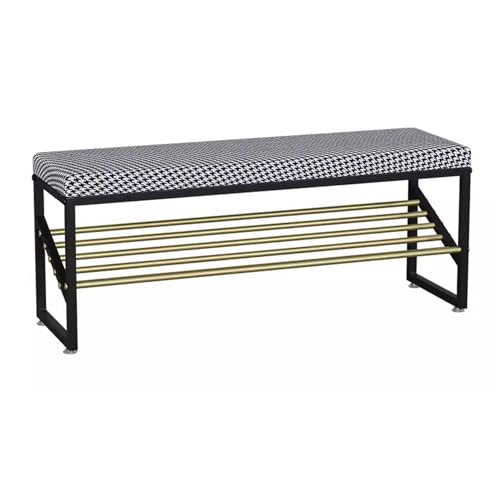 MARIYCH - Panca da ingresso con scarpiera, seduta imbottita in lino per corridoio, camera da letto e soggiorno, elegante scarpiera organizer
