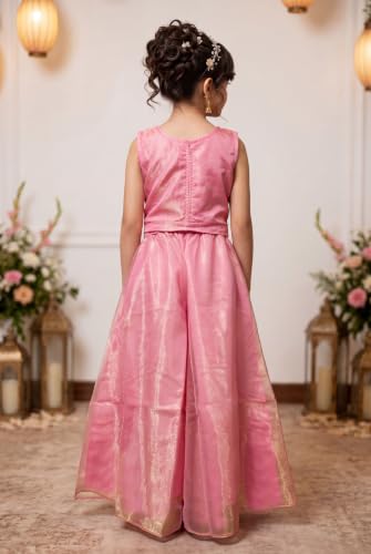 Image of Girls Art Silk Embroidered Kurta & Sharara Set | Festive & Wedding Traditional Outfit | Ethnic Wear for Kids | Stylish Sharara Suit Set