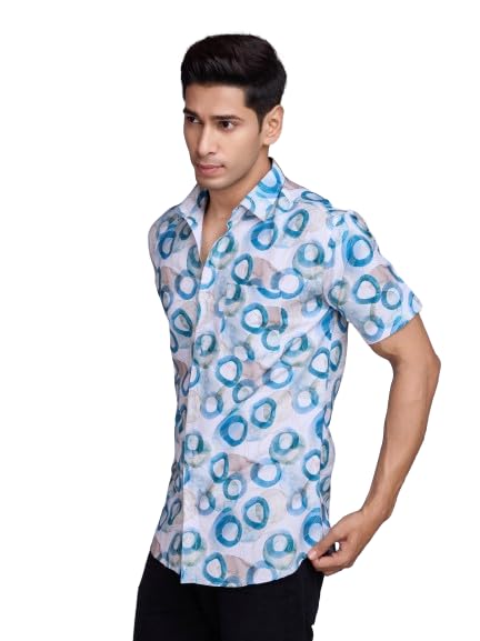 Image of Pinkmint Stylish Shirt for Men ll Printed Half Sleeve Shirt's ll Regular Fit Chest Pocket Shirt