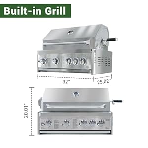 4 Pcs Stainless Steel BBQ Island Outdoor Kitchen Packages, 5-Burner 58000 BTU Built-in Grill with Infrared Rear Burner + Grill Cabinet + Sink Cabinet + Appliance Cabinet + Rotisserie Kit 4 Pcs Stainless Steel BBQ Island Outdoor Kitchen Packages 5 Burner 58000 BTU Built in Grill with Infrared Rear Burner Grill Cabinet Sink Cabinet Appliance Cabinet Rotisserie Kit