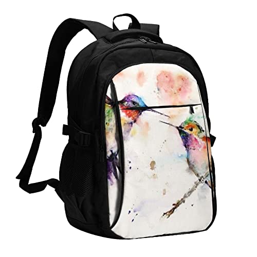 Sac à dos de voyage pour ordinateur portable avec recharge USB motif Colibri
