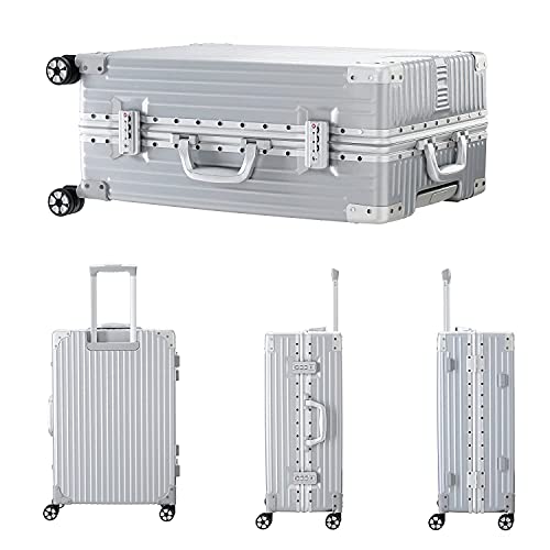 大きい割引 スーツケース Hj Langxj キャリーバッグ Xl シルバー Tsaロック搭載5018 研磨加工のpcボディ キャスター 自在車 預け入れスーツケース 機内持ち込みスーツケース アルミニウムマグネシウムフレーム スーツケース Discografias Es