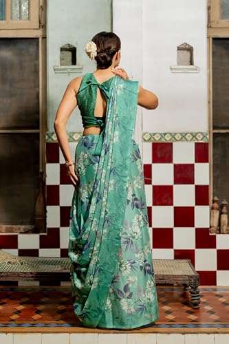 Image of MIRCHI FASHION Women Saree Chiffon Floral Printed | Breathable Lightweight Sari for Regular Home and Office Wear with Blouse Piece