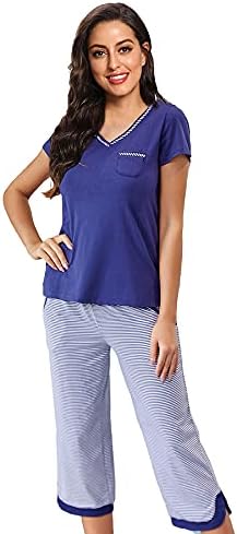 Women Cotton Capri Pajamas Set Soft 