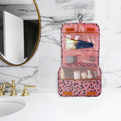Image of Lcsmaokin Large Capacity Toiletry Bag Travel Bag with Hanging Hook for Men and Women Waterproof Travel Cosmetic Bag Bathroom Storage Bag for Brushes Set, Full-Sized Shampoo, Toiletries, Accessories,
