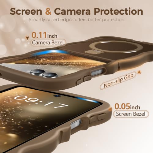 Image of Cute Wavy Magnetic Stand Case for Galaxy Z Flip 8 Fit for MagSafe