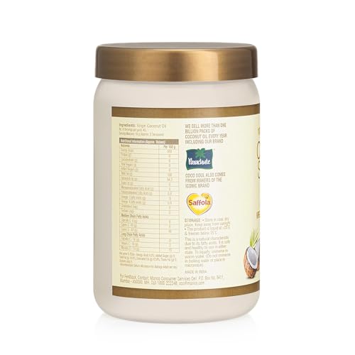 Image of Coco Soul Cold Pressed Unrefined Virgin Coconut Oil | 60% MCT | Multipurpose Usage | Daily Cooking| Keto Friendly | Naturally Cholesterol Free | A1 grade real coconut | From Makers of Parachute 500 ml JAR