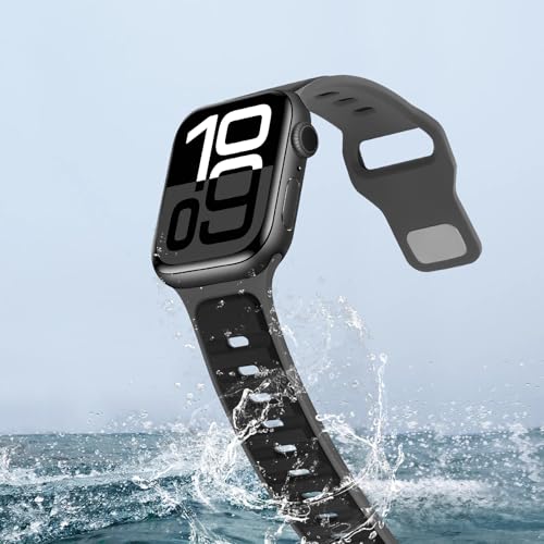 Anlinser Bands Compatible with Apple Watch Band for Women Men 42mm 41mm 40mm 38mm, Soft Sport Loop Waterproof Strap for iWatch Series 11/10/9/8/7/6/5/4-1 SE, Black-Gray - image 3
