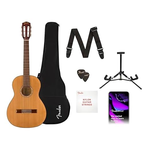 Fender Acoustic Guitar Kit Starter Pack Classical Guitar, Small Beginner Guitar (3/4 Size) with Nylon Strings (Easier on Fingers), Includes Guitar Bag, Guitar Strap, and More