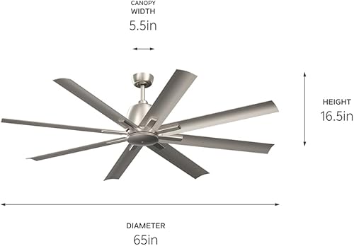 Miniatura 2 de Kichler Breda 310265NI - Ventilador de techo de 65 pulgadas y 8 aspas en níquel cepillado