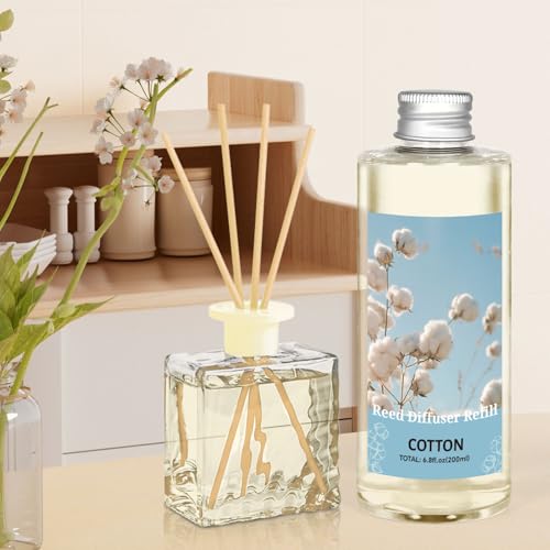 Image of STRN Reed Diffuser Oil Refill, Pure Cotton Scented, 200ml Long-Lasting Aromatherapy, Home Fragrance for Living Room, Bedroom, Spa