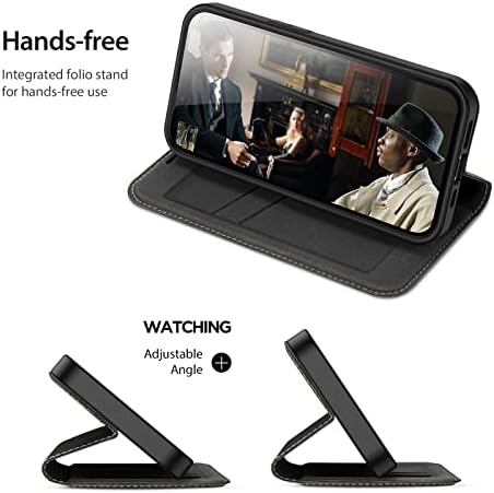 DUX DUCIS Case for iPhone 14, Premium Flip Leather Wallet Magnetic Phone Case with Card Holder Compatible with Apple iPhone 14 (Black)