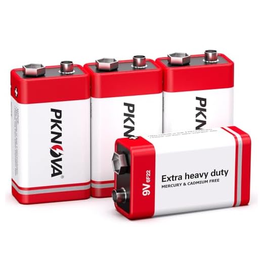 PKNOVA 9V Batteries Carbon 9 Volt Battery for Smoke Detector 6F22 Square Battery, Long-Lasting, 4 Pack