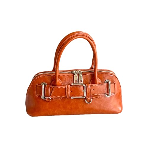 Wsdsgz Borsa da bowling da donna in pelle PU elegante borsa a tracolla moda tracolla shopping top maniglia donna spalla tendenza crossbody messenger borsa in pelle PU bowling, Marrone, One Size