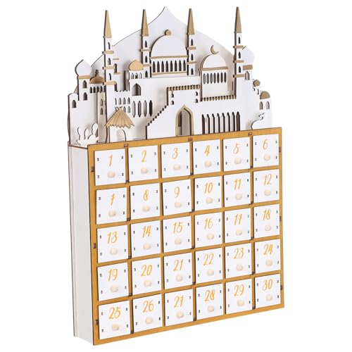Calendrier du Ramadan en bois à 30 tiroirs LED décoratif