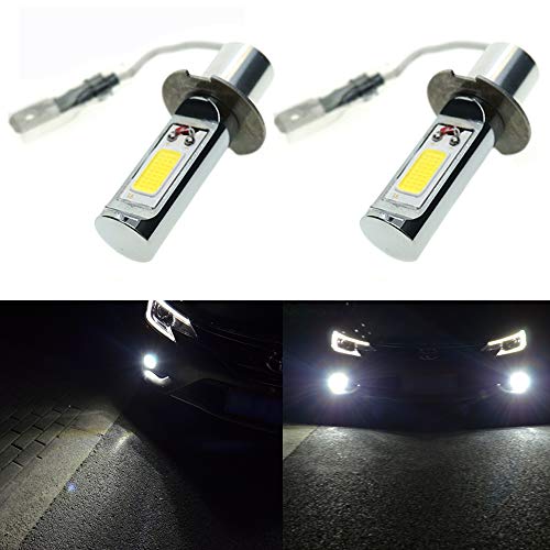 Calais Extremely Bright H3 LED Fog Light Bulbs White 2000 Lumens COB Chips Car Fog Lights Replacements(pack of 2)