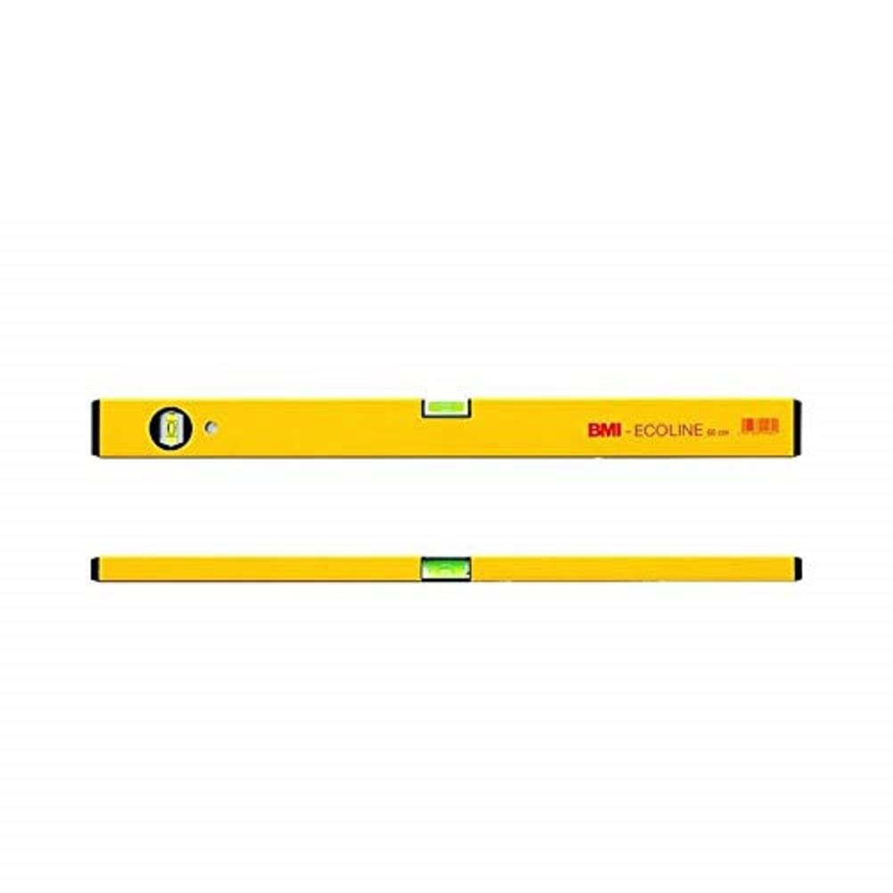 BMI Wasserwaage 689 Construct (Länge 180 cm, Aluprofil gelb pulverbeschichtet, stabile Libelle aus bruchsicherem Spezialkunststoff, Messgenauigkeit 1 mm/m) 689180P-gelbCON