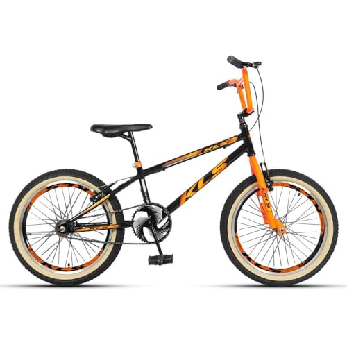 Bicicleta Aro 20 Kls Cross Freio V-brake Pneu Com Faixa - Preto/laranja Neon