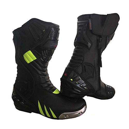 HIVIZ & BLACK HIGH TECH MENS MOTORBIKE/MOTORCYCLE/MOTOCROSS CE RACING LEATHER LONG SHOES/BOOTS (8 UK)