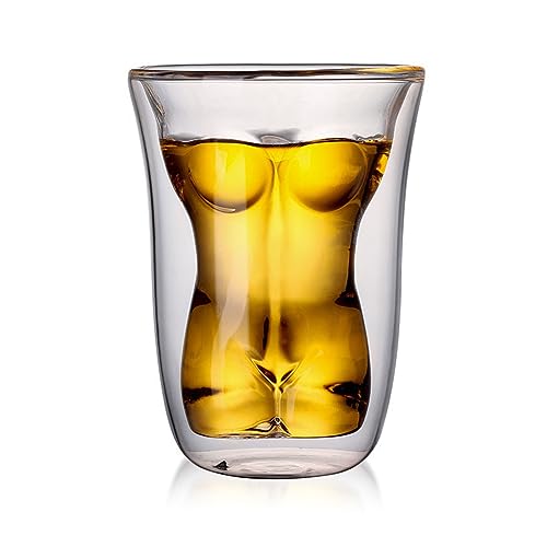 Mokylor Copa de Chupito de Cóctel con Forma de Cuerpo, Copa de Vino Divertida Transparente, Copas de Vidrio Transparentes para Señorita Desnuda Sexy o Hombre Musculoso,(Cuerpo De Mujer En Forma)