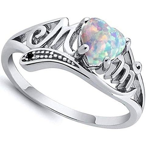 shiYsRL Exquisite Jewelry Ring Love Rings Love Heart Cubic Zirconia Inlaid Mom Letter Finger Ring Mothers Day Jewelry Gift Wedding Band Best Gifts for Love with Valentine's Day (Multicolor, US 7) Cover