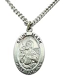 Westman Works St Mark Solid Pewter One Inch Saint Medal with Stainless Steel Chain