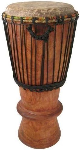 Africa Heartwood Project Hand-Carved Bugarabu Drum from Africa – 9"x24"" - Medium Thick Cow Skin Drum Head, Wet Shaved for Comfort and Improved Sound - Djembe Conga Mix