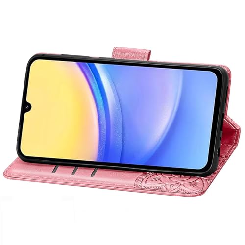 Étui cuir Samsung A15 5G haute finition papillon strass