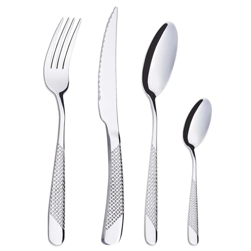 PionStar 32 Pieces Cutlery Set, Stainless Steel Cutlery Set for 8 People, Cutlery Set Include Knives, Forks, Spoons and Teaspoons, Dishwasher Safe/Mirror Polished, Flatware Set for Kitchen
