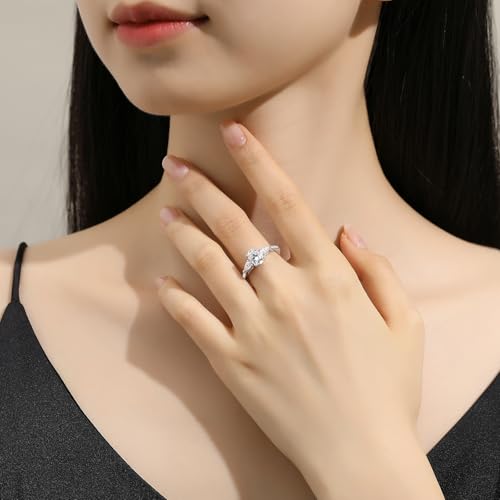 Moissanite Engagement Rings for Women Wedding Rings 925 Sterling Silver with 18K White Gold Plated Promise Anniversary Ring Elegant Gift Packed4