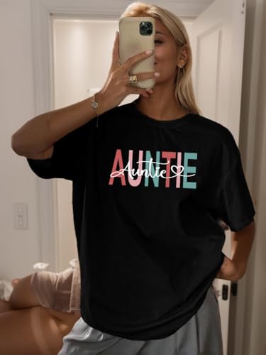 Oversized in My Aunts Era Shirts for Women Auntie Tshirt Funny Aunt Letter Print Gift Tee Tops2
