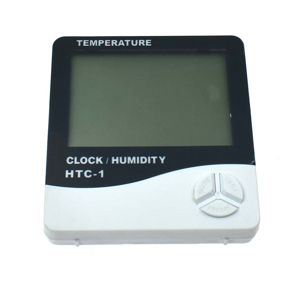 Termoigrometro Digitale HTC-1 Con Orologio E Calendario – Monitor Temperatura E Umidità Interno, Max/min, Stand E Parete