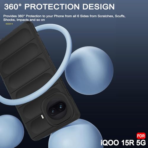 Image of TheGiftKart Liquid Silicon Back Cover Case for iQOO 15R 5G | Shockproof Military Grade Protection | Micro-Fibre Cloth On Inner Side | Built-in Anti-Slip Grip Cover Case for iQOO 15R 5G (TPU, Black)