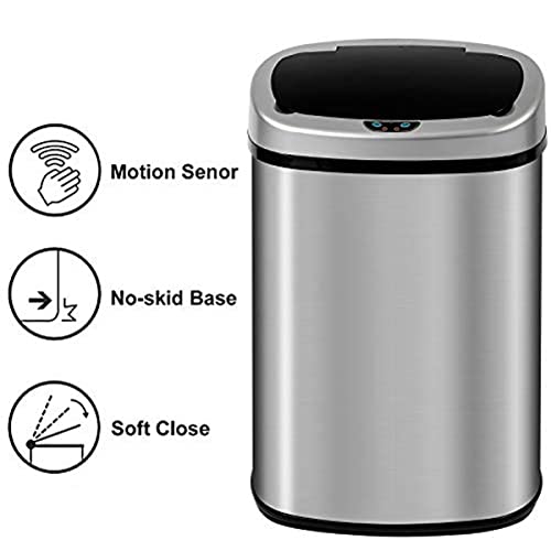 Caneca de basura automática 50 litros acero inoxidable plateada miniatura 5