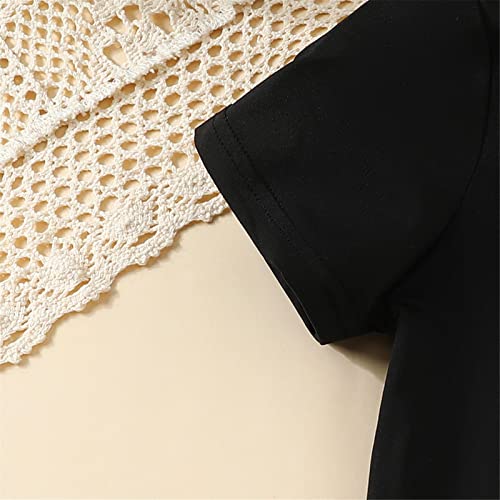 Camiseta infantil de manga curta preta com estampa de borboleta grande, gola redonda, para meninos d