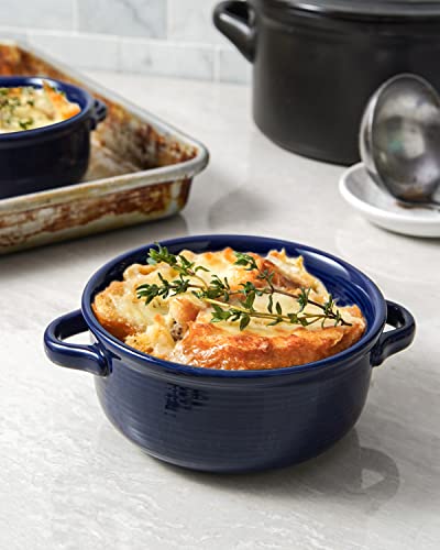 Le Tauci Soup Bowls With Handles, Ceramic French Onion Soup Bowls 22 Ounces For Soup, Cereal, Chilli, Beef Stew, Stackable Serving Bowls Set, Oven Microwave Dishwasher Safe, Set Of 4, Blue #TOP5