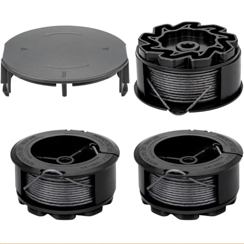 BESPOTCL Fadenspulen kompatibel mit Bosch UniversalGrassCut 18/18-26/18-260 3 Ersatzspulen (6m Ø1 6mm) mit Trimmerabdeckung für F016800570 Rasentrimmer Zubehör