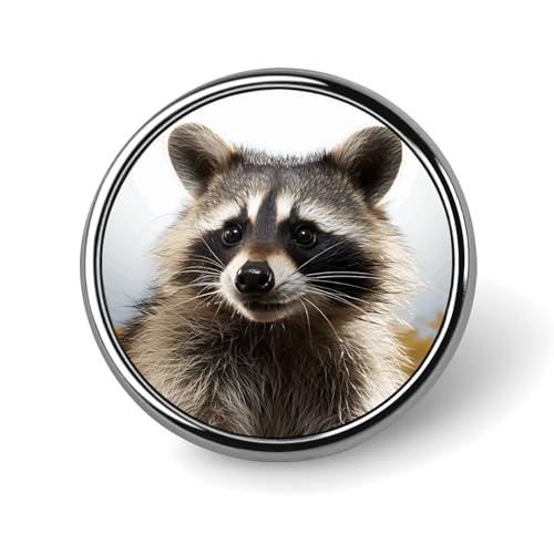 Aluminium Alloy Round Badge Brooch Pins for Men Hairy Raccoon Brooches Elegant Pin for Women Fashion Button Badges Brooch Badge for Hats Jackets Shirts