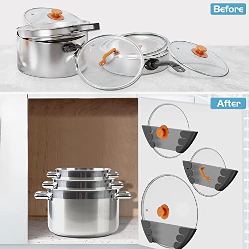 Universal Pot Lid Organizer For Cabinet - Upgraded Patented Niceyos 3 Pack Pan Lids Organizers Inside Cabinet Door Wall Mount Pots Top Storage Organizer Rack Holder For Kitchen, Fits 6" To 13" (Black) #TOP4