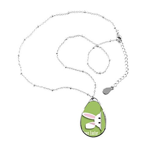 Collier pendentif goutte lapin de Pâques chrétien vert