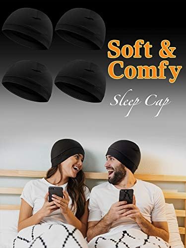 4 Pieces Men Skull Caps Soft Cotton Beanie Sleep Hats Stretchy Helmet Liner Multifunctional Headwear for Men Women