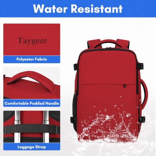 Image of Taygeer 35L Carry on Travel Backpack for Women Men, Personal Item backpack | Travel Backpack with Laptop Compartment & Water Bottle Pocket, Lightweight Work Bag for Weekend Business Hiking, Bright Red