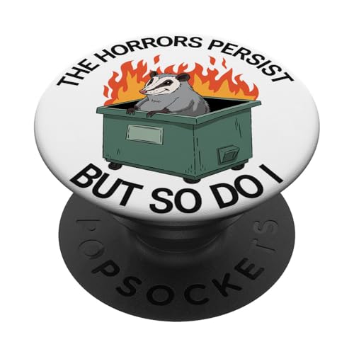 Funny Opossum Dumpster Fire Meme Design PopSockets Adhesive PopGrip
