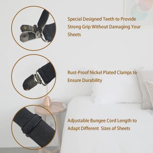 Sundown Creek Bed Sheet Holder Straps Sheet Stays Keepers Bedsheet Holders Fasteners 4Pcs (Black) #TOP2