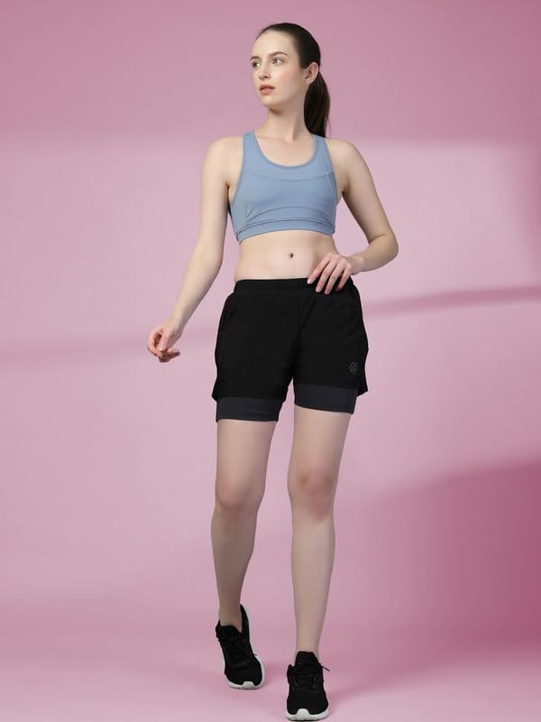 Image of CHKOKKO Gym Shorts for Women Workout Sports Running Quick Dry Fit Double Layer Inner Compression with Pockets Breathable Lightweight Wear