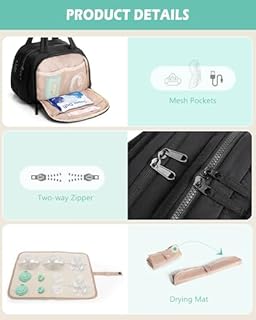 Trahzia Wearable Breast Pump Bag Compatible with Momcozy and Eufy, Portable Pumping Bag with Cooler Compartment, Breast Pump Carrying Case with Drying Mat for Work, Travel and Family Use, Black