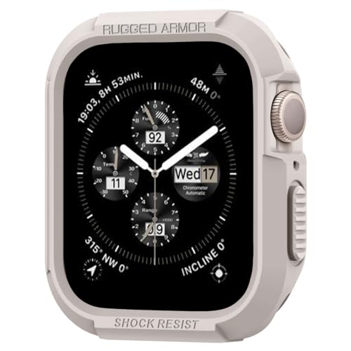 Image of Spigen Rugged Armor Designed for Apple Watch Case Series SE3 /9 /8 /SE2 /7 /6 /SE /5 /4 45mm /44mm Durable TPU Cover - Dune Beige